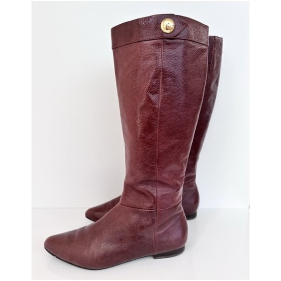 Ann Taylor LOFT Genuine Leather Riding Boots Chestnut Brown Size 8.5 - Picture 1 of 11
